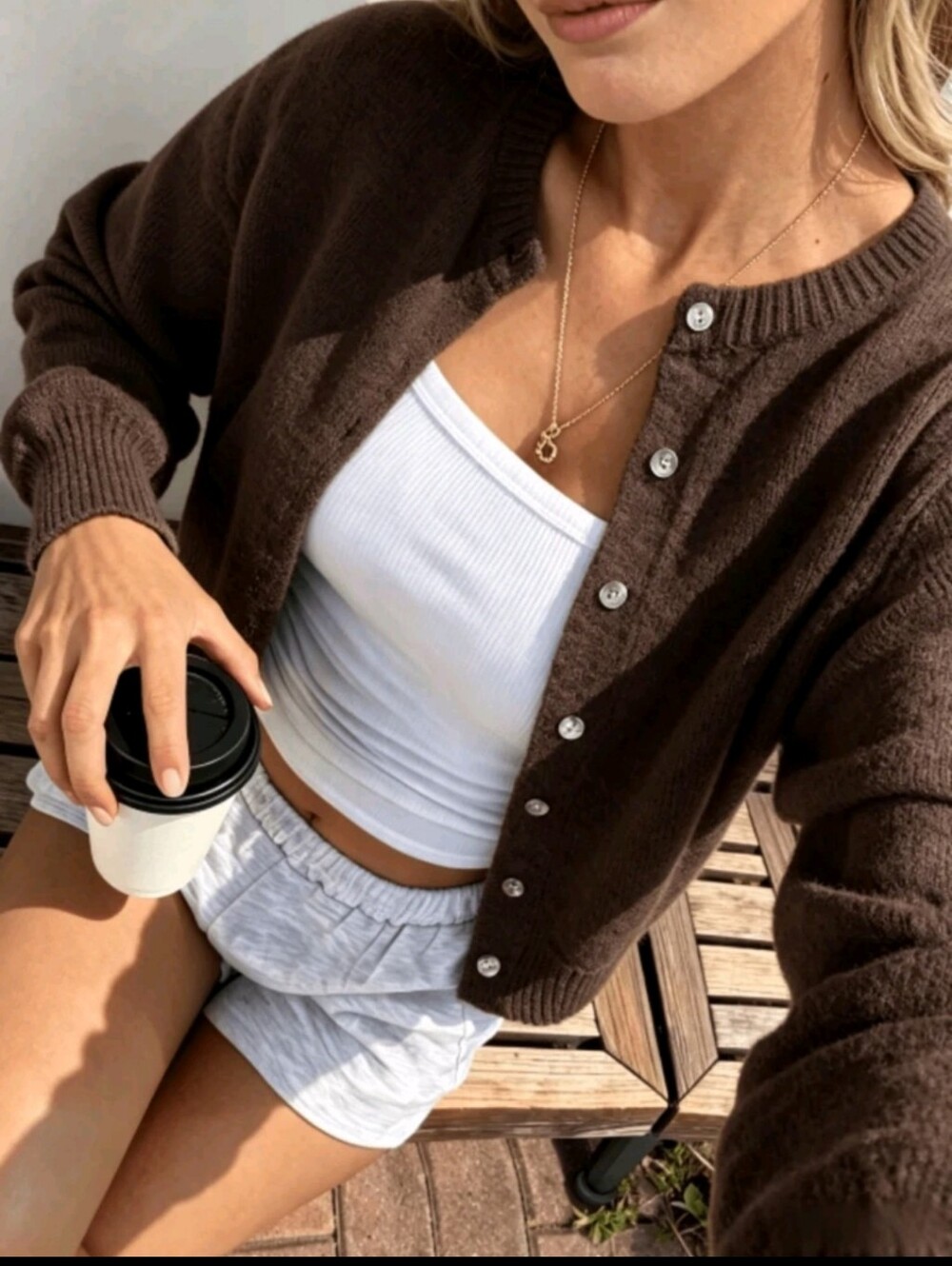 Classic Chocolate Brown Button Cardigan
